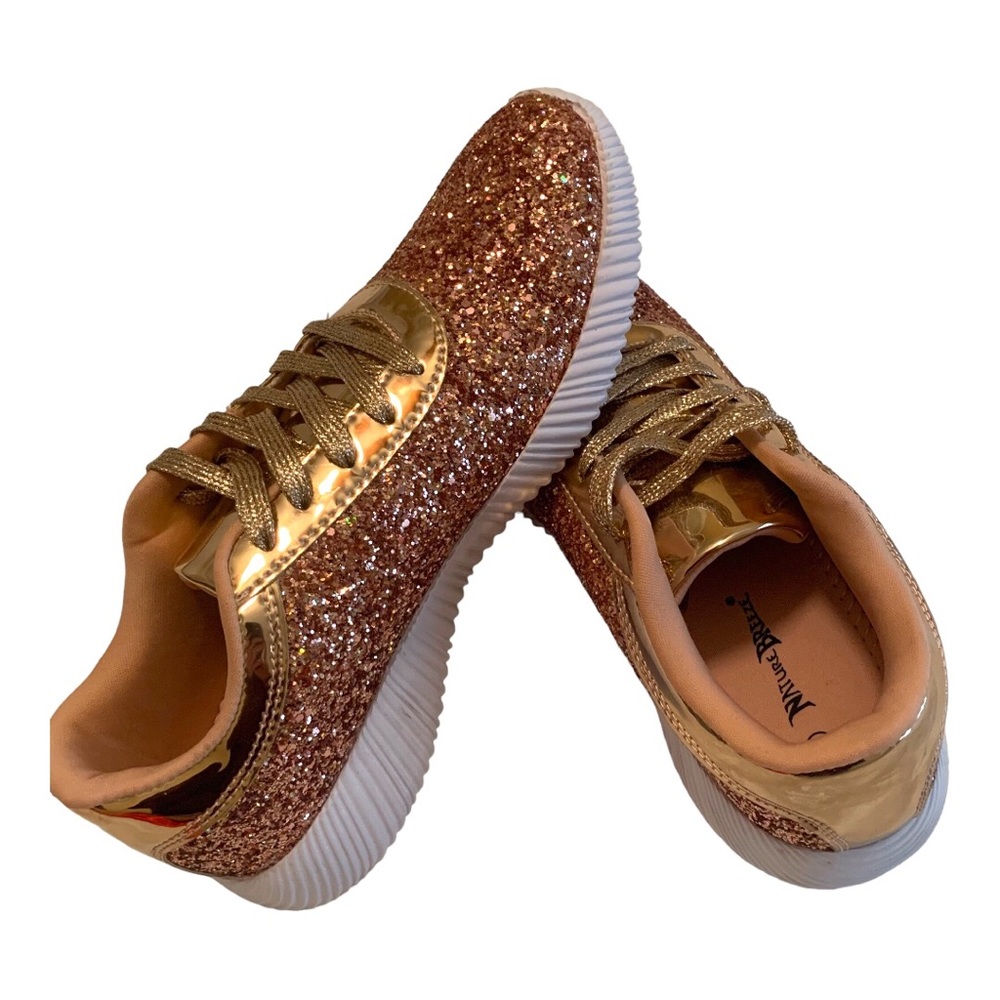 Rose Gold Glitter Sneakers Tennis Shoes Women’s Size 10 NWOT